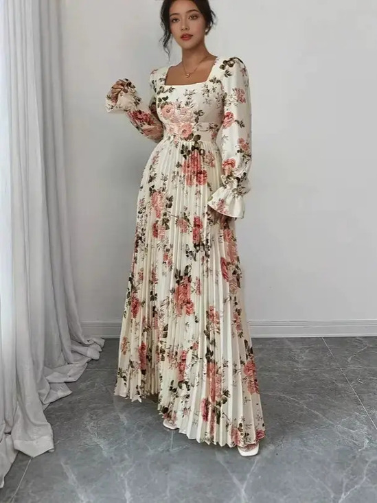 Zara Dresses & Skirts - Zara Romantic Summer Floral Print Ruffle Sleeve Pleated Long Dress